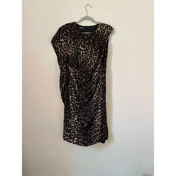 Lafayette 148 Talulah Leopard Print Wool Dress Sz‎ 8 ruffle side - Picture 9 of 9